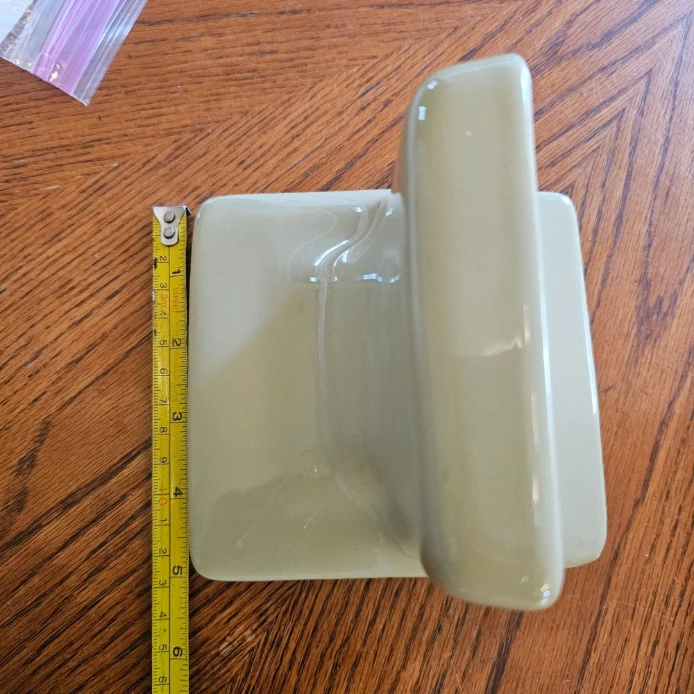 Vintage Ceramic Wall Mount Soap Dish Glossy Sage Green Retro Bathroom tile USA